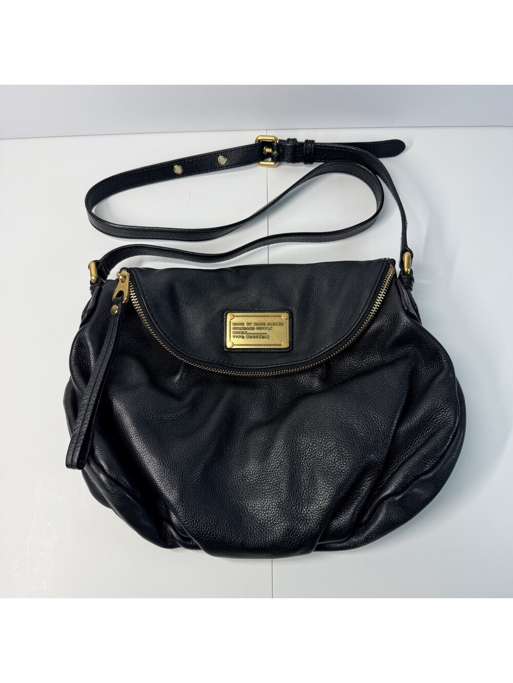 Marc by Marc Jacobs Classic Q Natasha Black Leather Crossbody Bag Gold Hardware